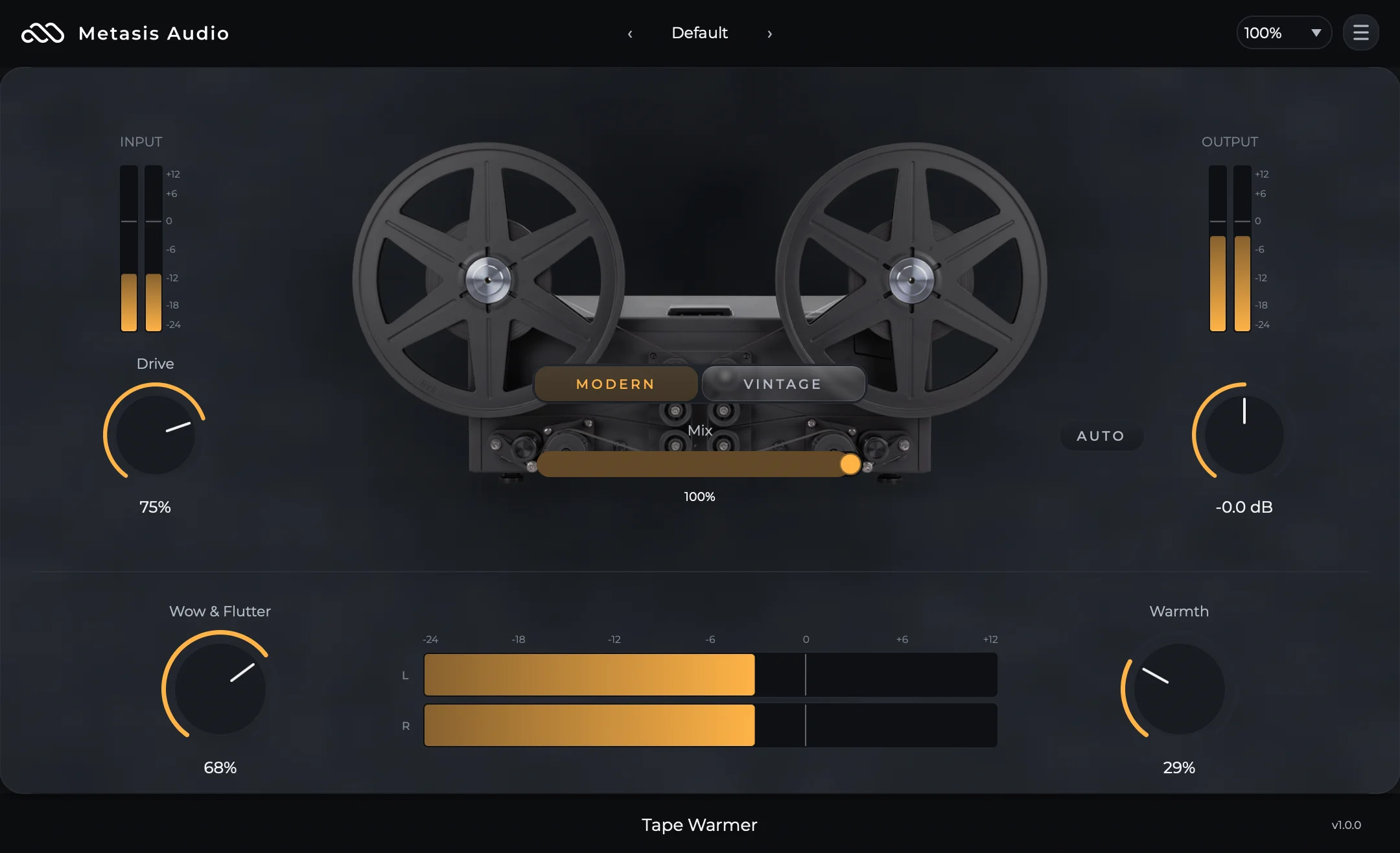 Tape Warmer Plugin Screenshot