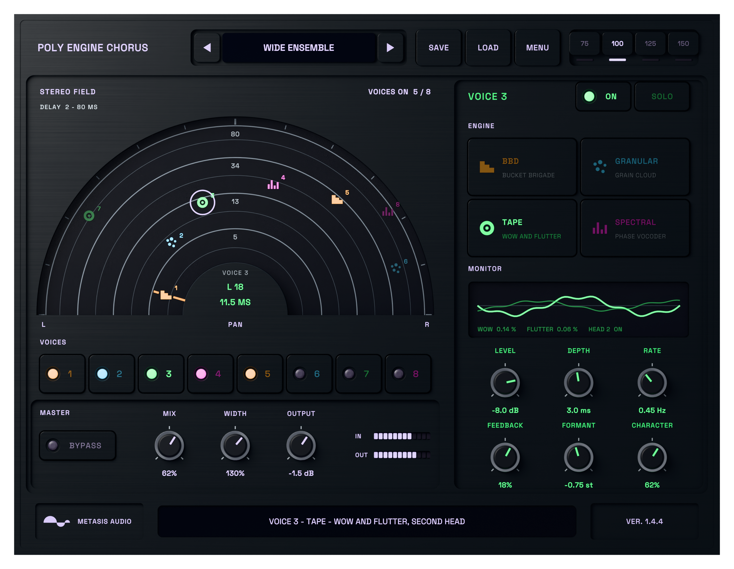 Poly Engine Chorus active chorus interface processing audio