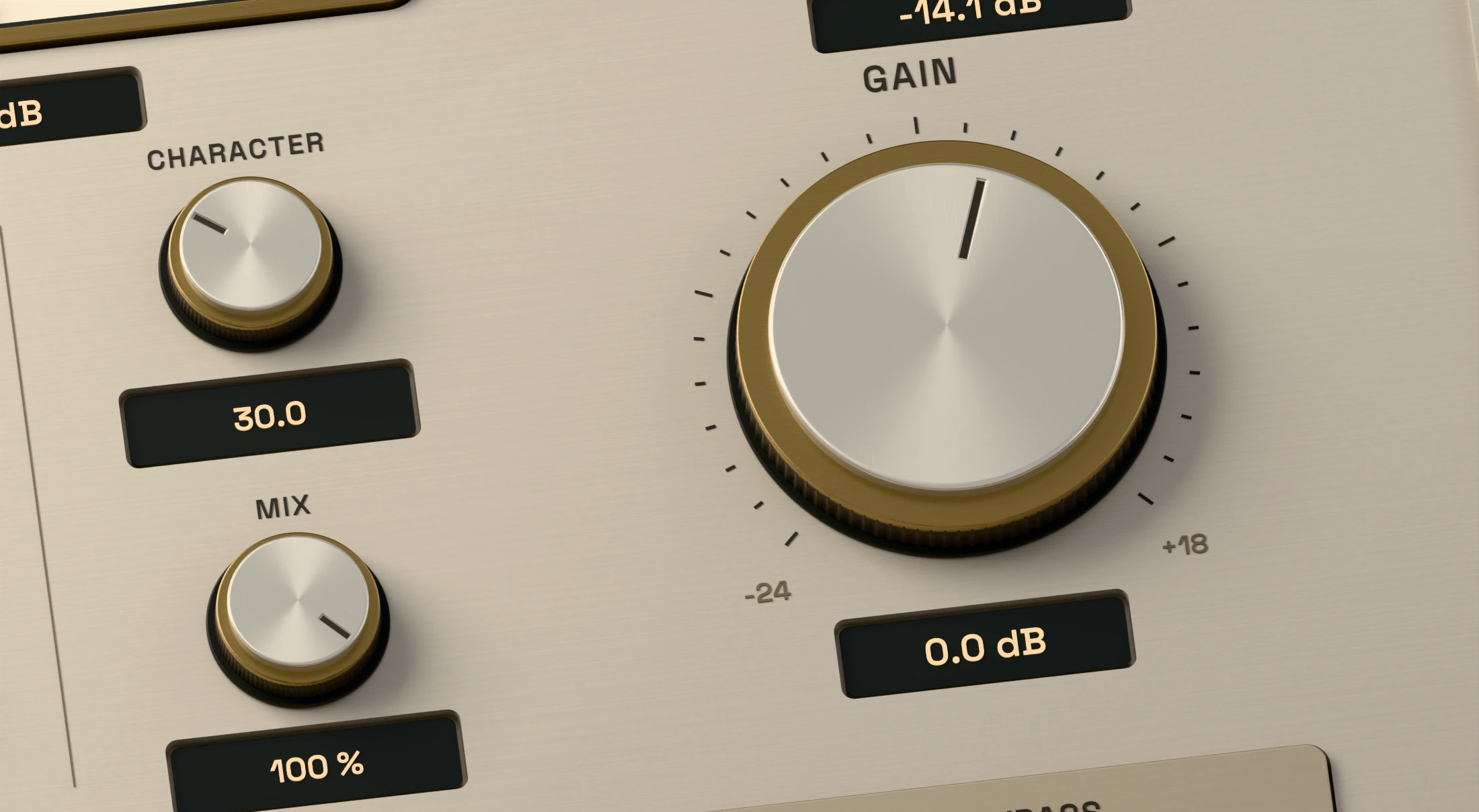 SAMT 3D detail of its Mix and Gain controls for parallel optical compression