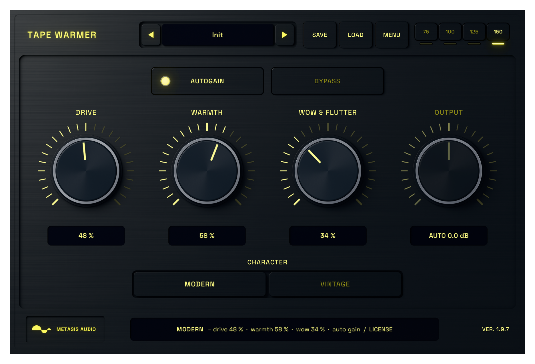 Tape Warmer active tape saturation interface processing audio