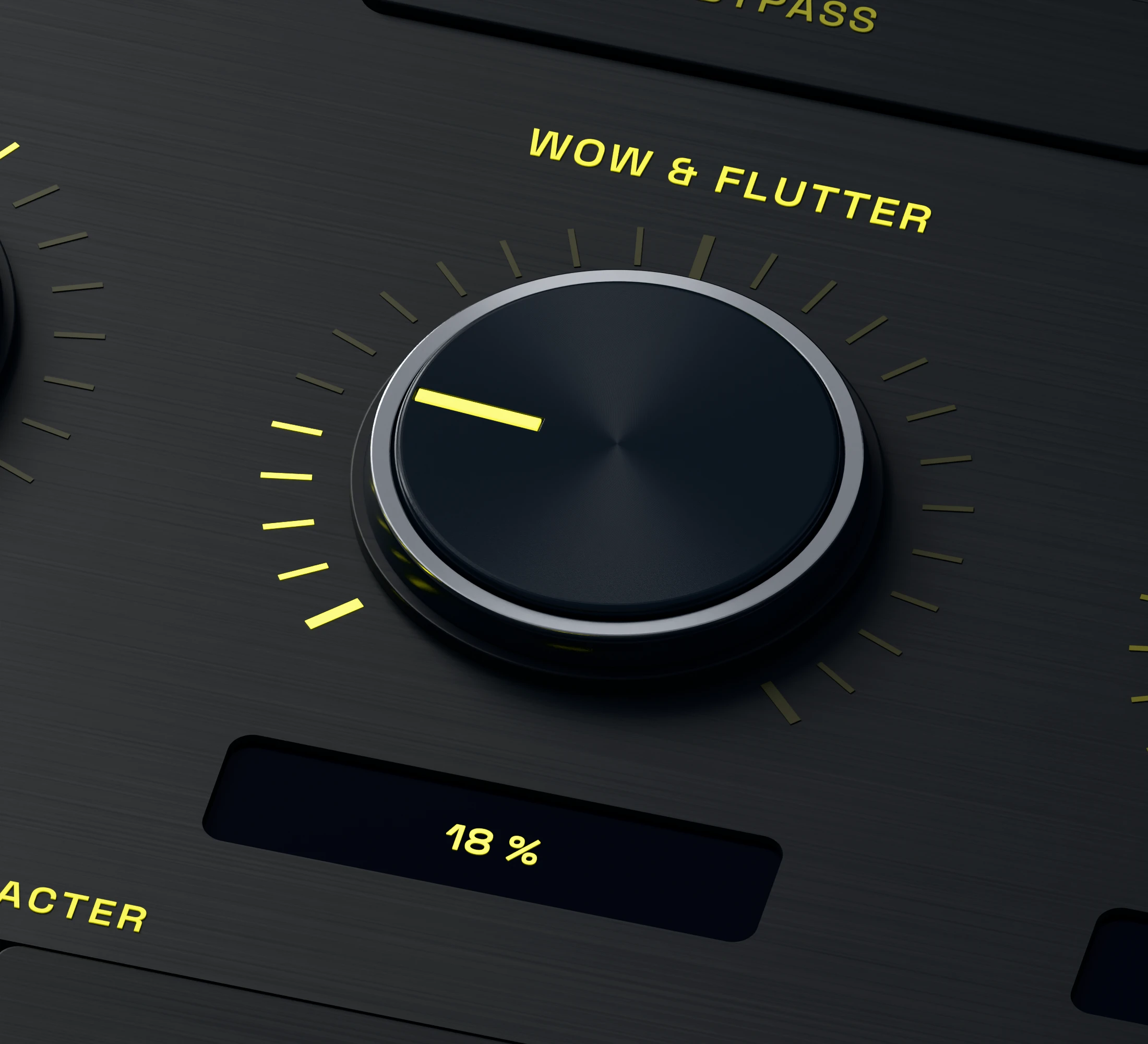 Tape Warmer 3D close-up showing Warmth and Wow and Flutter controls